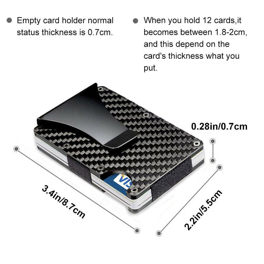 Men Slim Carbon Fiber Credit Card Holder RFID Blocking Metal Wallet Money Clip - Office Catch