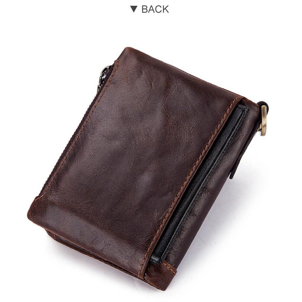 Men's RFID Blocking Wallet Leather Purse Card Slots Coins Holder with Chain - Office Catch