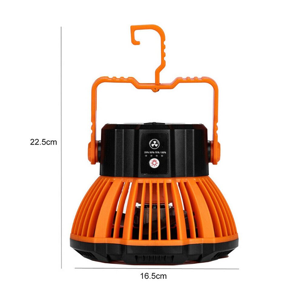 Portable Camping Fan LED Light Rechargeable Outdoor Tent Lantern w/ Hook Remote - Office Catch
