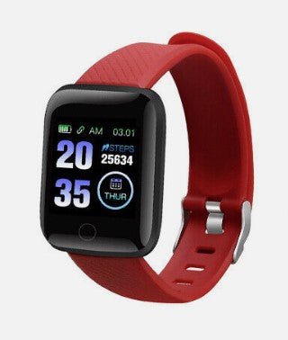 Red | Sports Smart Watch Bracelet With Fitness Tracker Heart Rate And Blood Pressure Pedometer - Office Catch