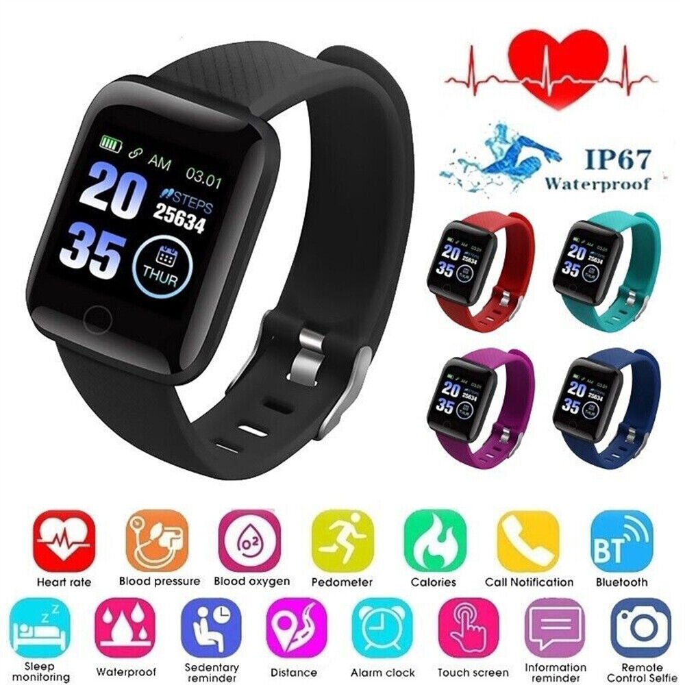 Red | Sports Smart Watch Bracelet With Fitness Tracker Heart Rate And Blood Pressure Pedometer - Office Catch