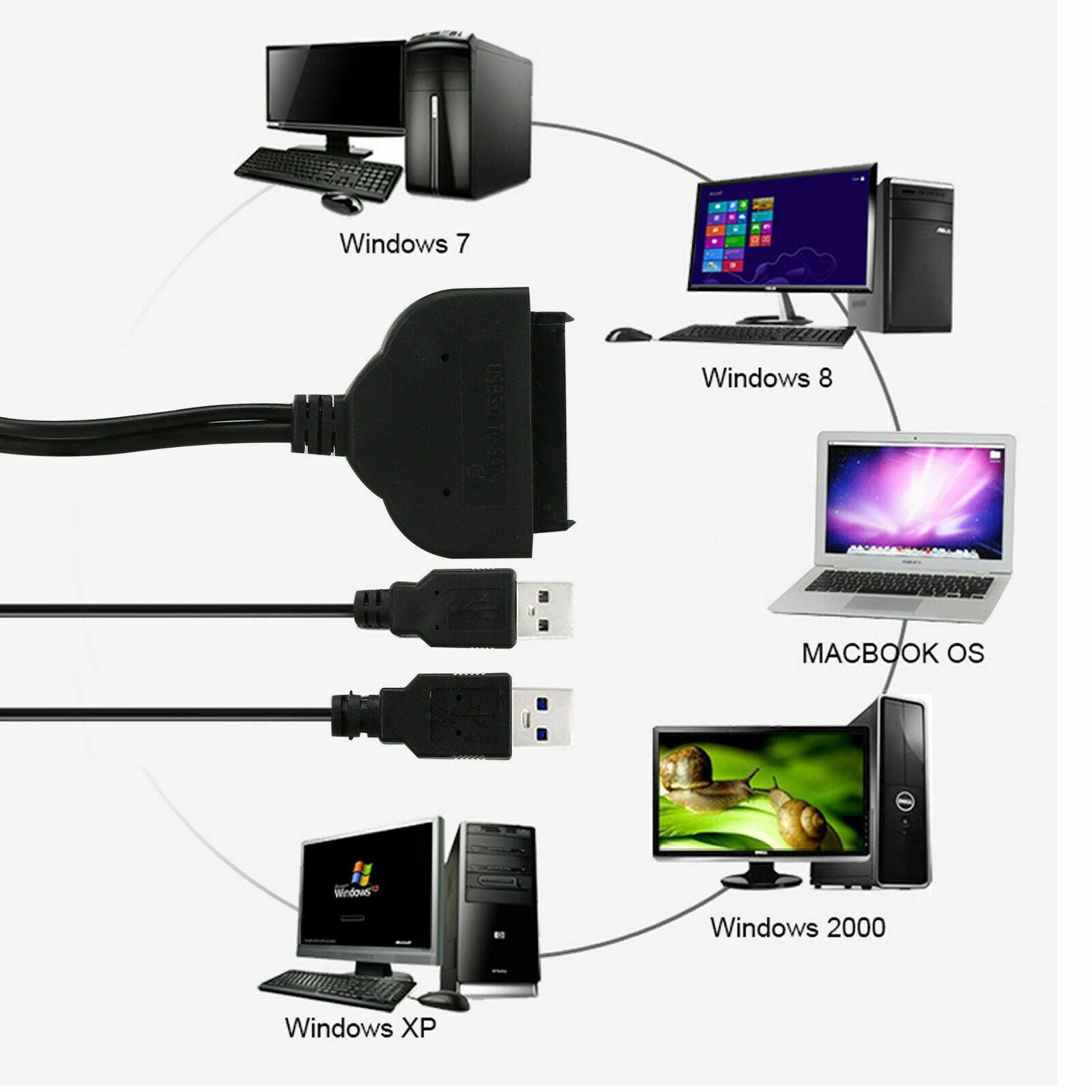 SATA to USB 3.0 Adapter Cable for 2.5" Hard Drive HDD Laptop Data Recovery PC - Office Catch