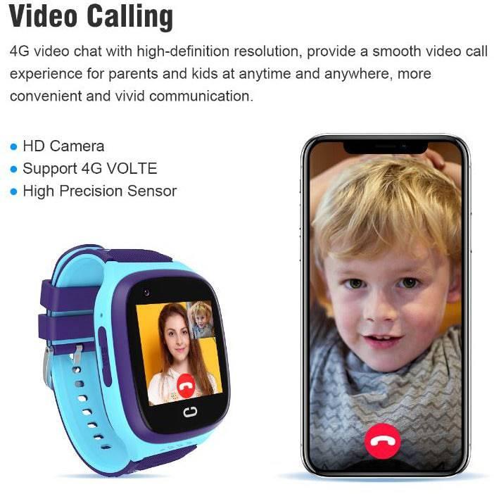 Smart Watch 4G For Kids With GPS Tracker WIFI SOS Camera And Video Call Smartwatch Gifts | Blue - Office Catch