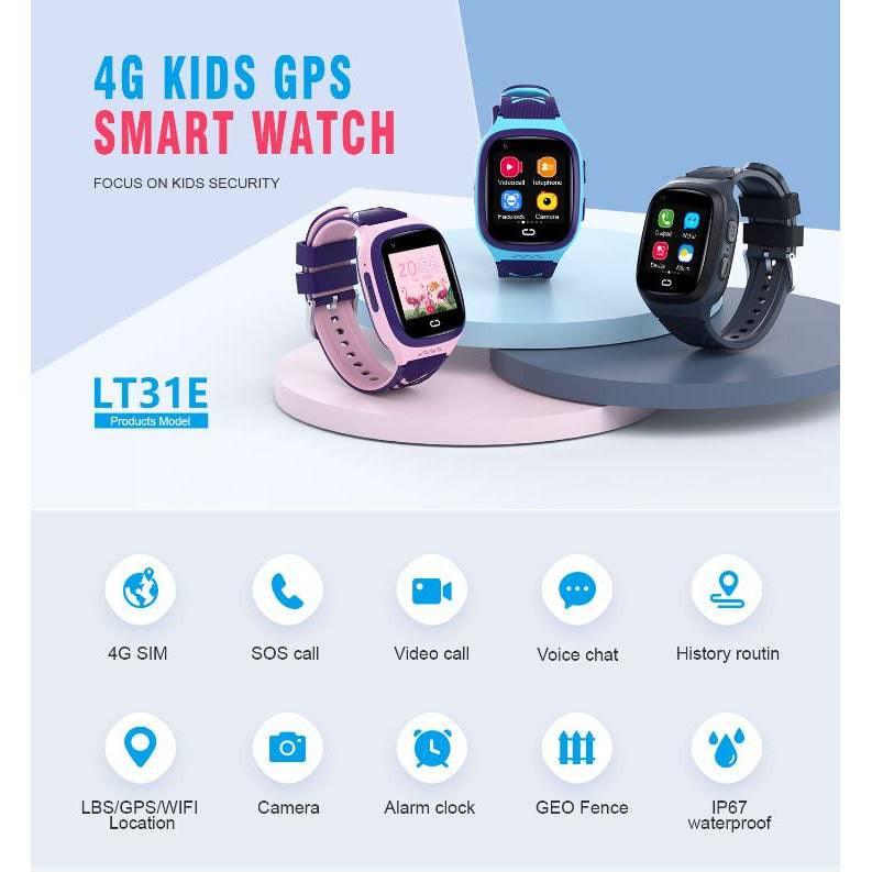 Smart Watch 4G For Kids With GPS Tracker WIFI SOS Camera And Video Call Smartwatch Gifts | Blue - Office Catch