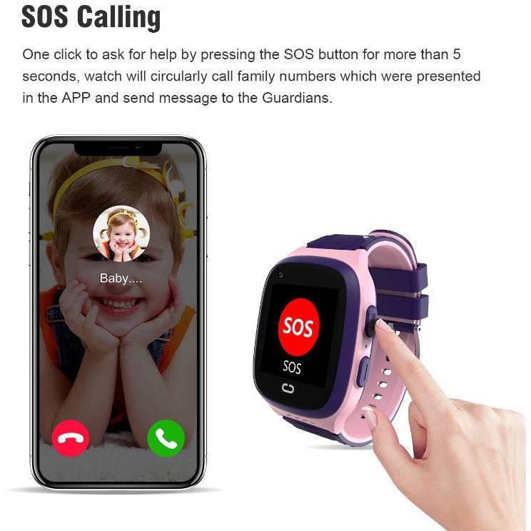 Smart Watch 4G For Kids With GPS Tracker WIFI SOS Camera And Video Call Smartwatch Gifts | Pink - Office Catch