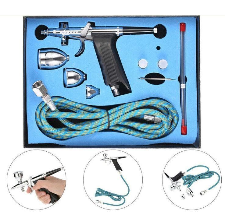 Spray Gun Airbrush Kit Dual Action Air Compressor Paint Art Tattoo Tools Set AU - Office Catch