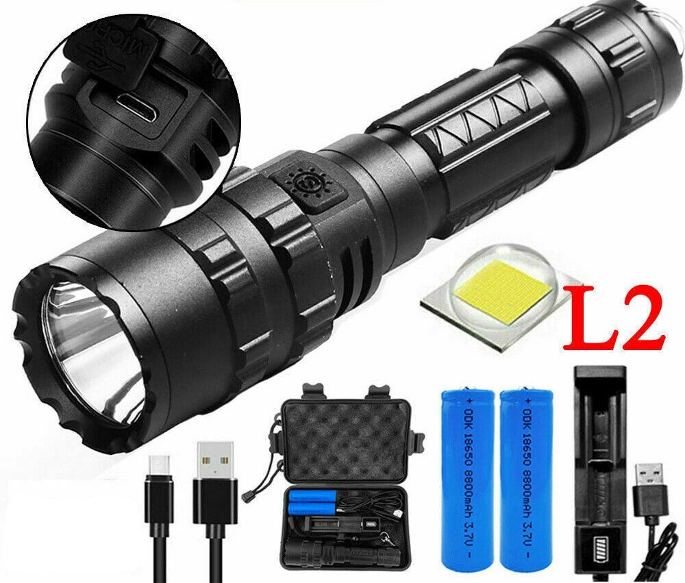 USB Rechargeable Tactical Flashlight | 180000LM L2 - Office Catch