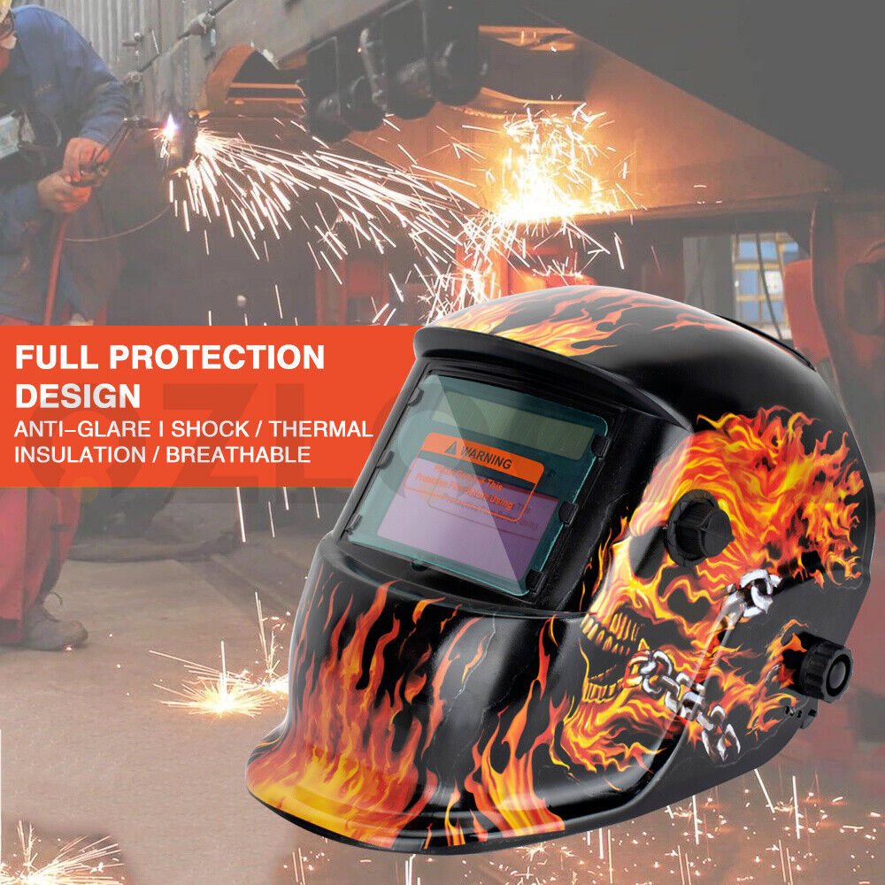 Welding Helmet Auto Darkening Large View ARC TIG MIG Solar Powered Weld - Office Catch