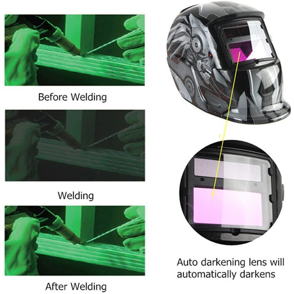 Welding Helmet Auto Darkening Large View ARC TIG MIG Solar Powered Weld - Office Catch