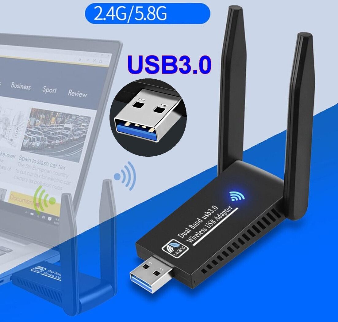 WIFI Wireless Adapter AC1300 USB 3.0 Dongle 802.11ac 5GHz Dual Band 11AC AU - Office Catch