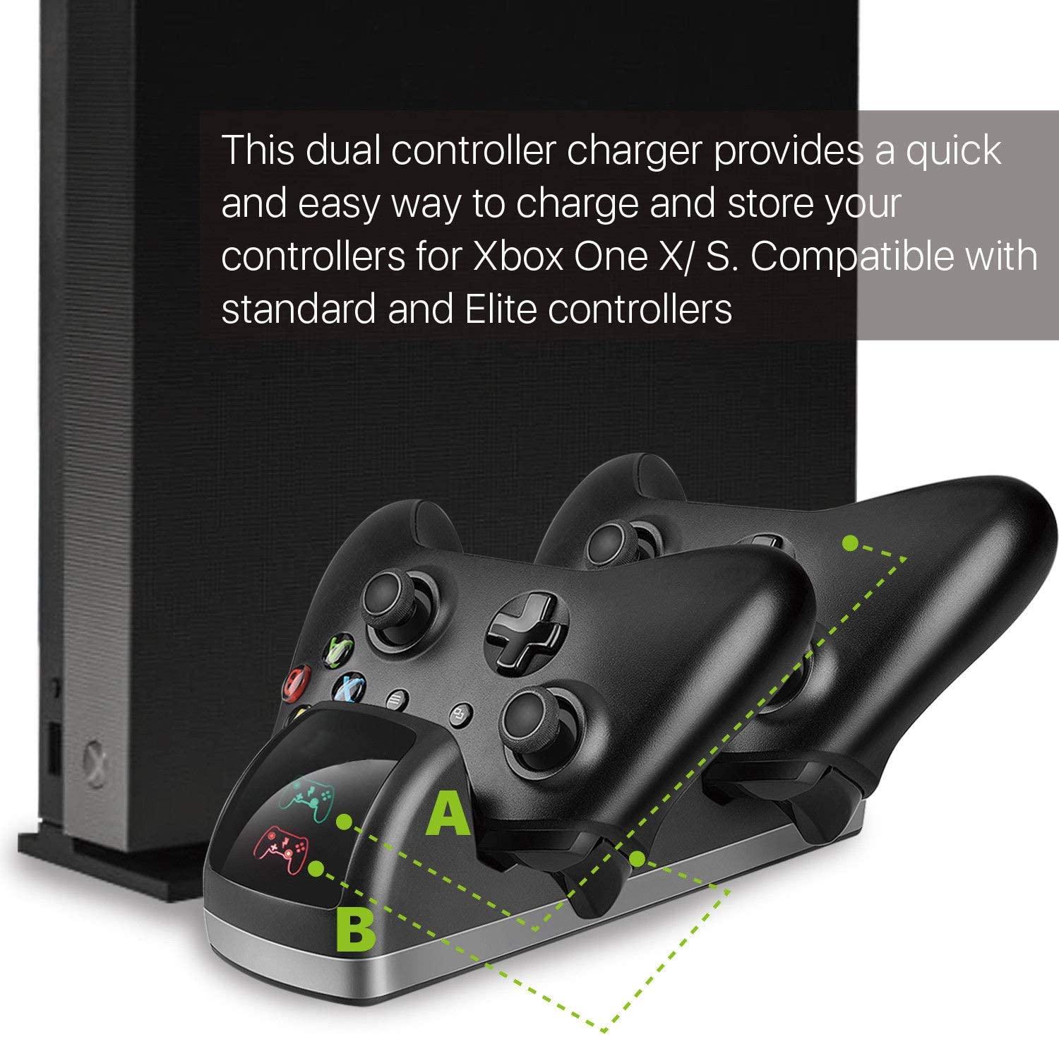 Xbox One/S/X Controller Dual Dock Charger Charging Station + 2 Rechargeable Battery - Office Catch